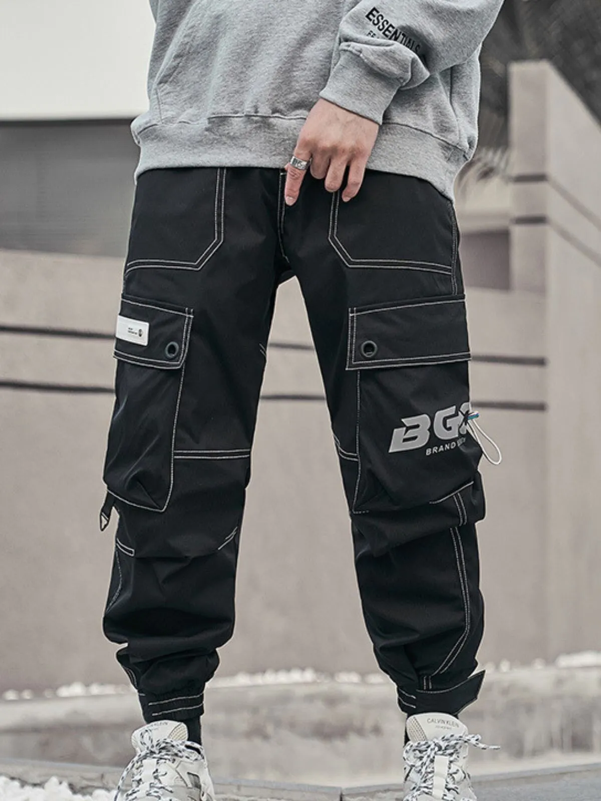 Men's Cargo Pants Relaxed Fit Hip Hop Punk Jogger Cargo Harem Pants with Multi Pockets, 1 of 7
