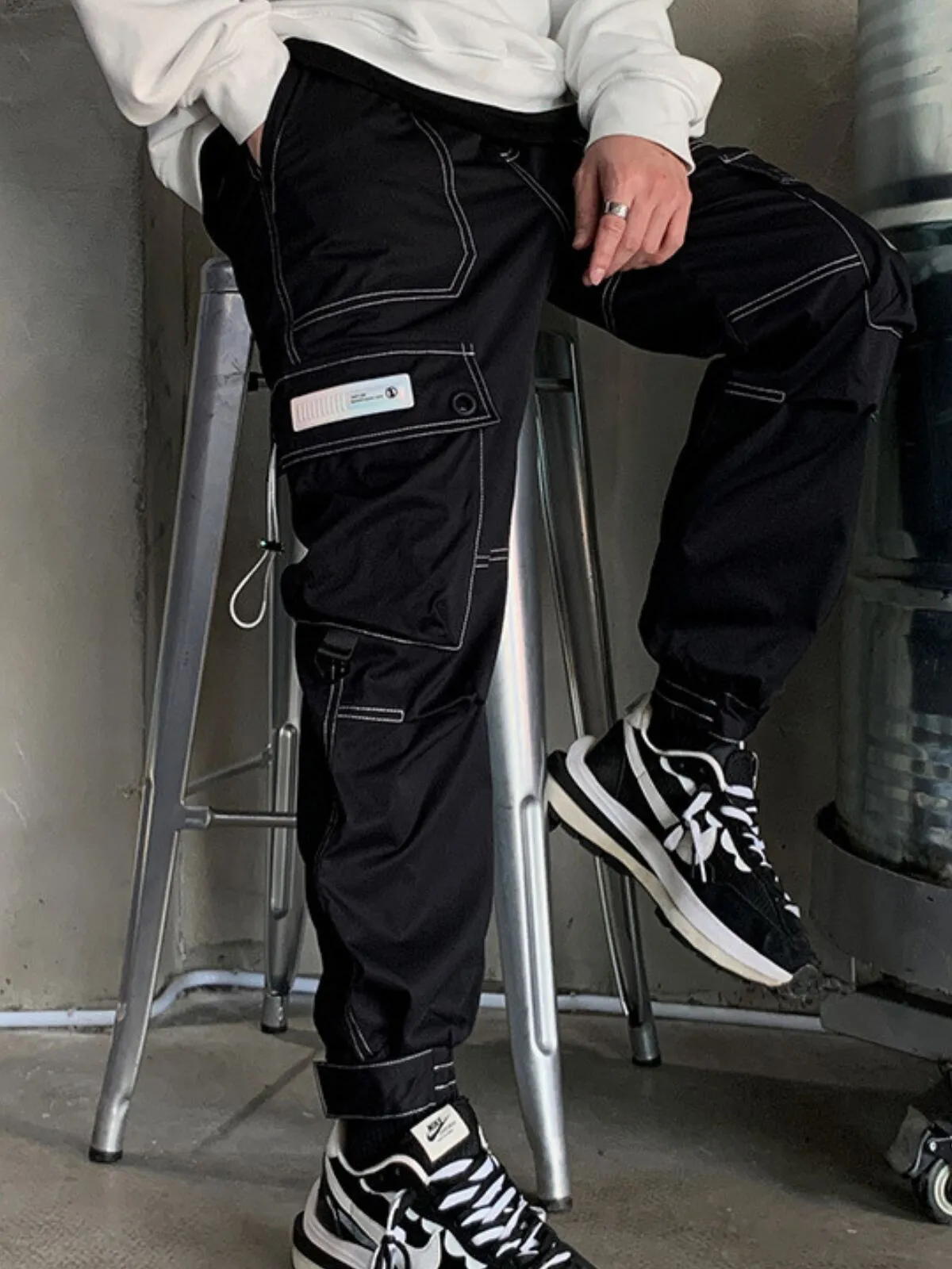 Men's Cargo Pants Relaxed Fit Hip Hop Punk Jogger Cargo Harem Pants with Multi Pockets, 2 of 7