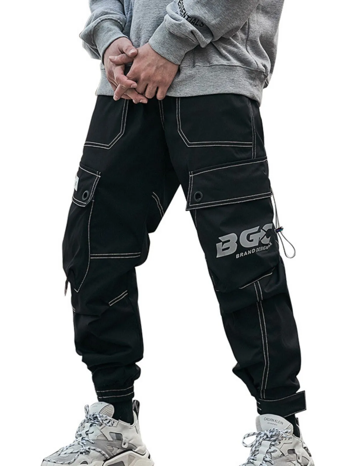 Men's Cargo Pants Relaxed Fit Hip Hop Punk Jogger Cargo Harem Pants with Multi Pockets, 6 of 7