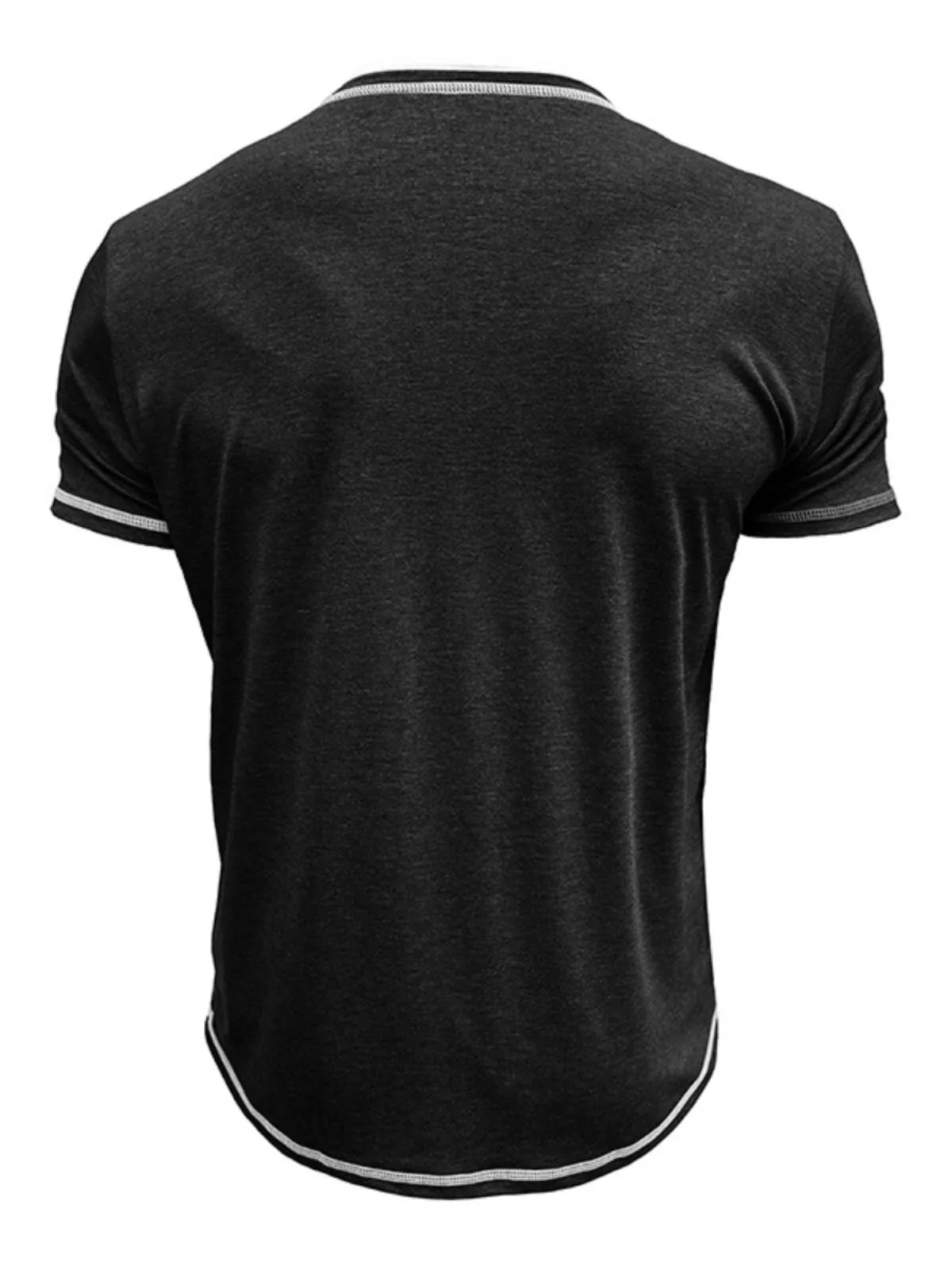 Men's T-Shirt Classic Summer Short Sleeve Running Fashion Solid Color V Neck Casual Patchwork Workout Athletic Fit Sports T-Shirts, 2 of 3
