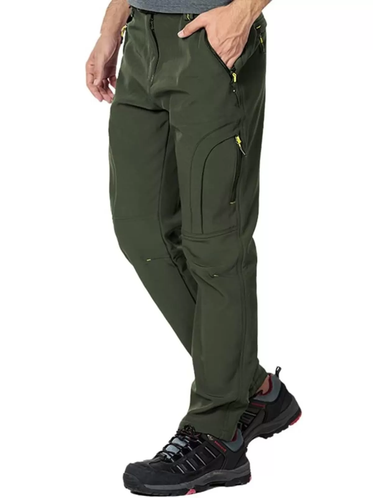 Men's Cargo Pants Fleece-Lined Trousers, Winter Outdoor Protective Pants, Keeps Warm, Windproof, Multi-Pocket, Sweat-Wicking Trousers, 1 of 6