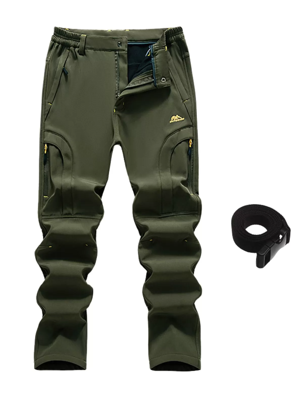 Men's Cargo Pants Fleece-Lined Trousers, Winter Outdoor Protective Pants, Keeps Warm, Windproof, Multi-Pocket, Sweat-Wicking Trousers, 2 of 6