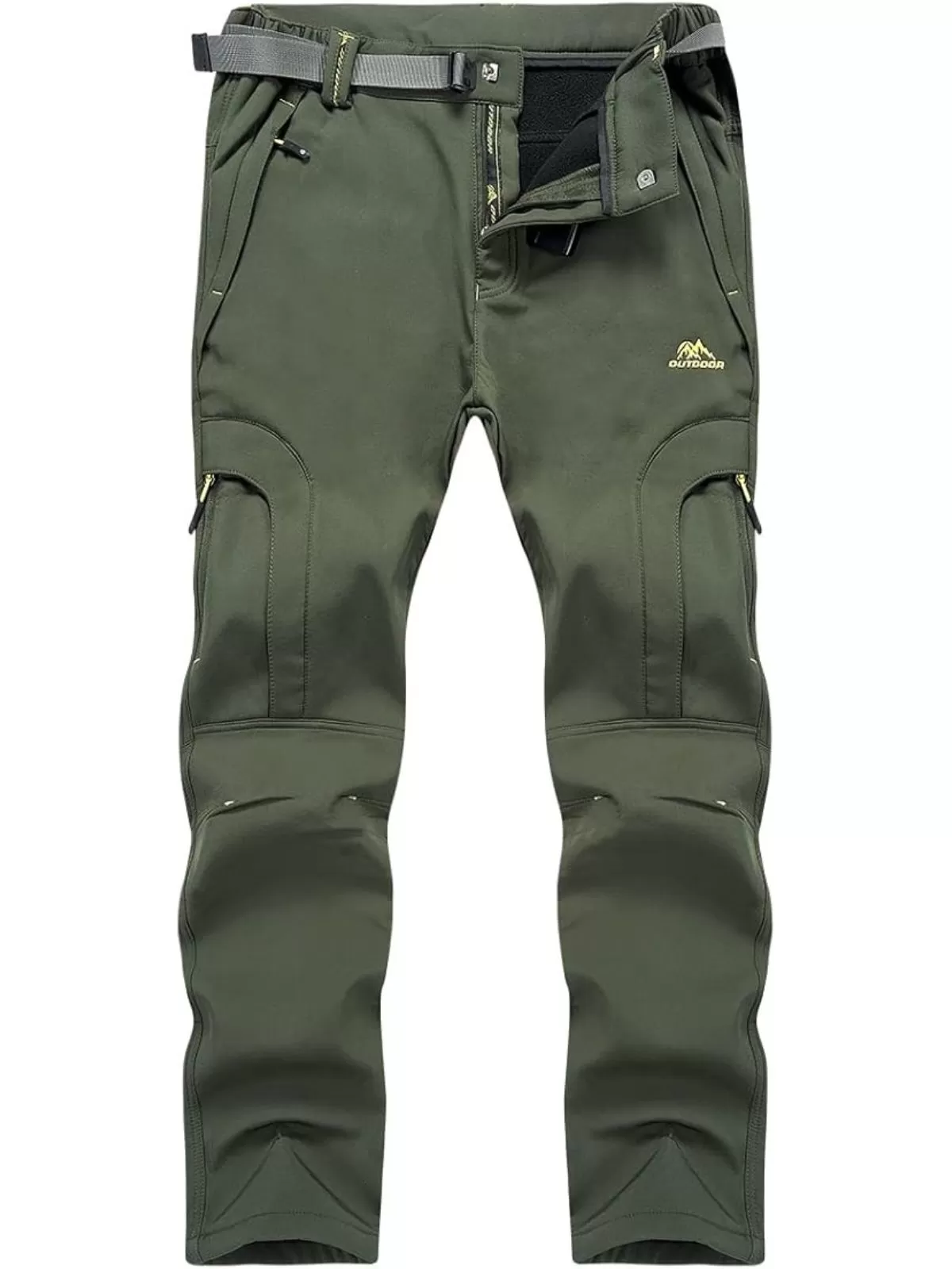 Men's Cargo Pants Fleece-Lined Trousers, Winter Outdoor Protective Pants, Keeps Warm, Windproof, Multi-Pocket, Sweat-Wicking Trousers, 5 of 6