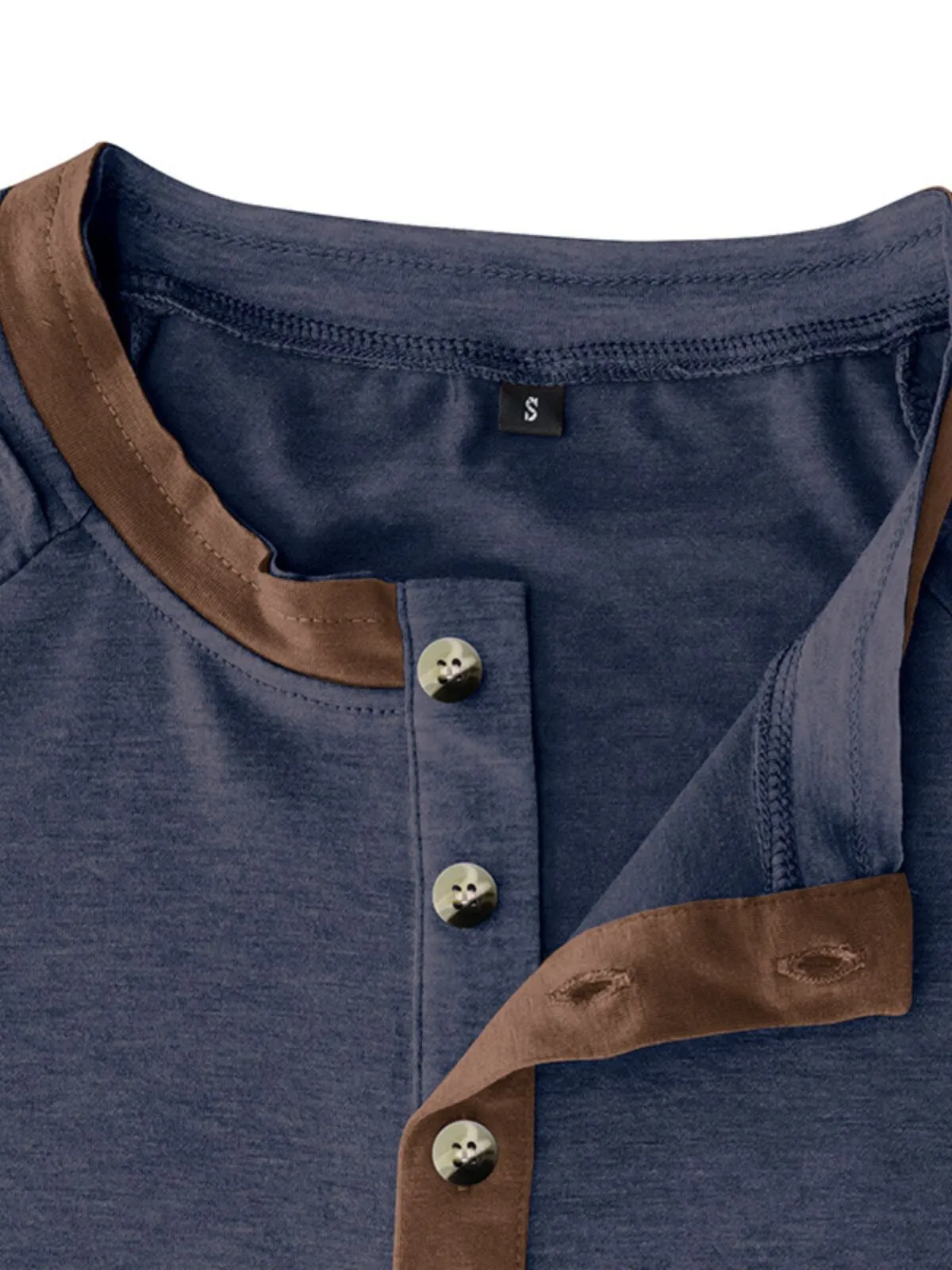 Men's T-Shirt Outdoor Sports Fashion New ColorBlock Short Sleeve 3 Button Henley Neck Casual T Shirt, 4 of 4