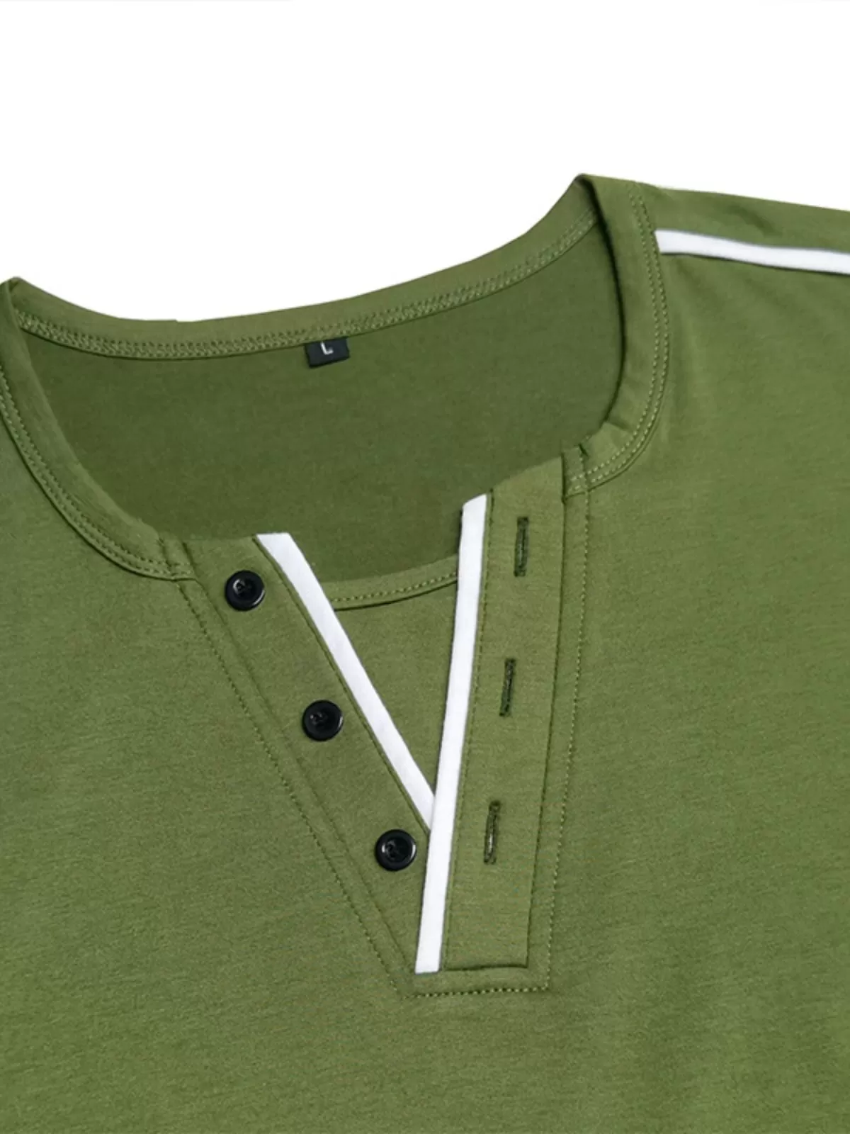 Men's T-Shirt Summer Round Neck Henley Shirt Top, 4 of 4