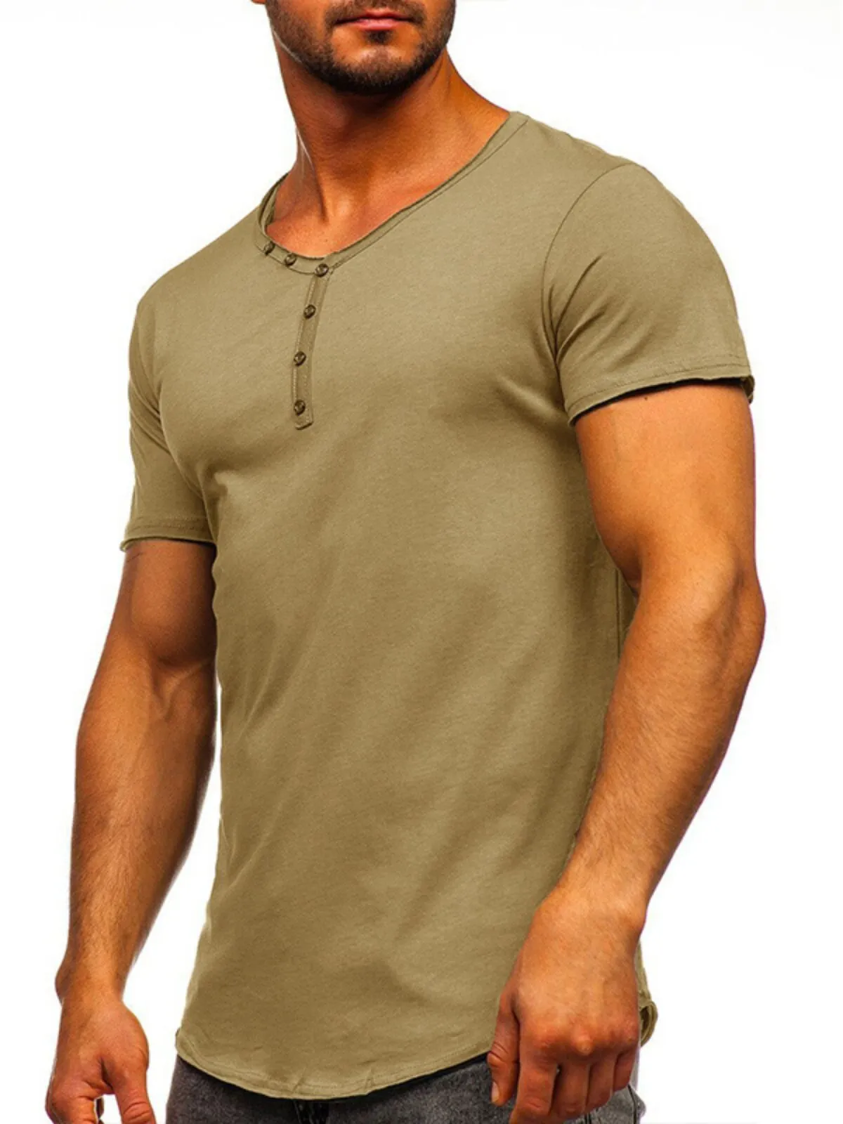 Men's T-Shirt V Neck Short Sleeve Sports Shirt Breathable Summer Basic Tops Streetwear, 3 of 4