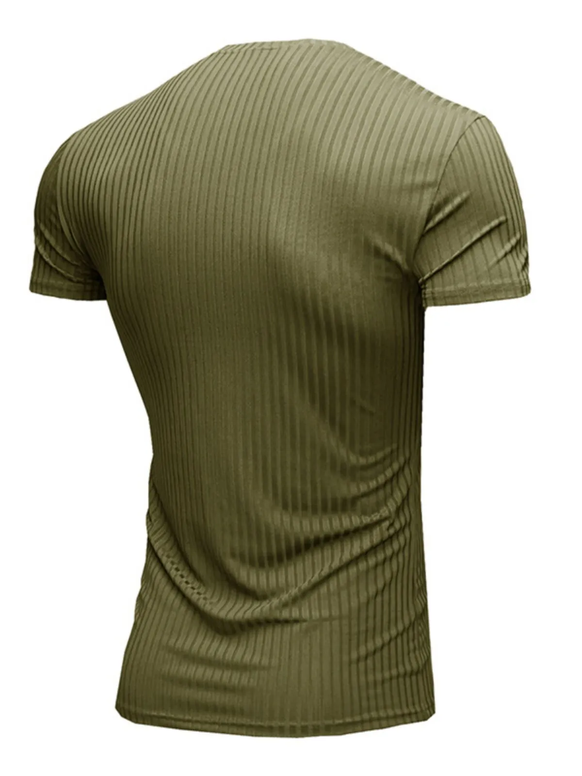 Men's T-Shirt Muscle Shirts Stretch Short Sleeve V Neck Bodybuilding Workout  Ribbed Knit Tops, 2 of 3