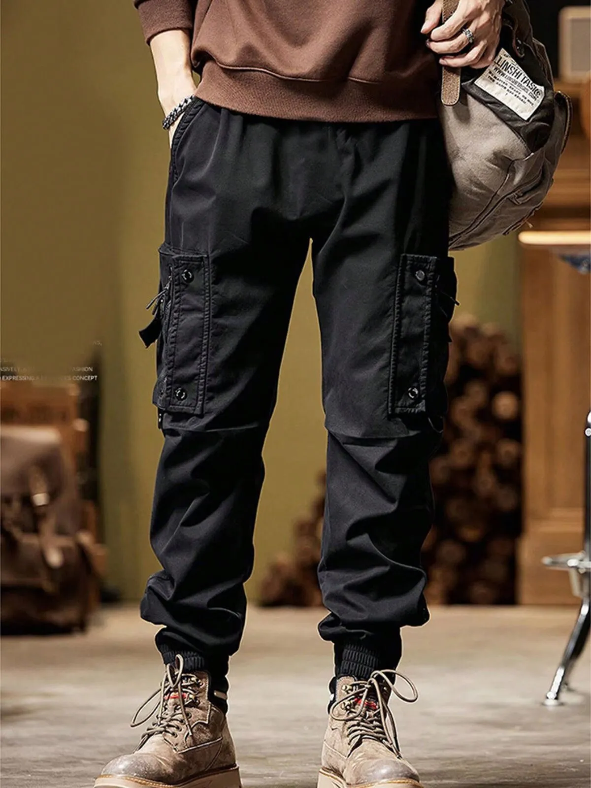 Men's Cargo Pants Hiking Travel Sweatpant with Pockets, 1 of 1