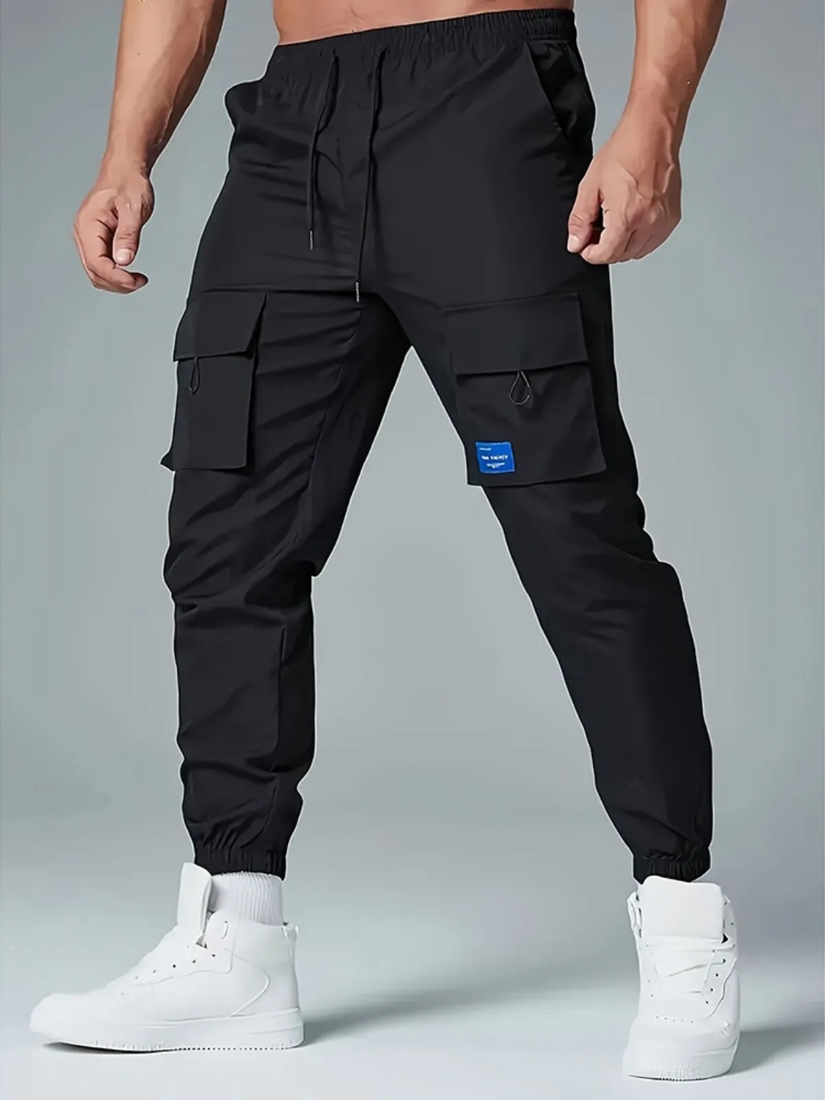 Men's Cargo Pants, Jogging Pants, Elastic Waistband, Multi-Pocket, Flat, Ready-to-Wear, Outdoor, Daily, Camping & Hiking Fashion, 1 of 1