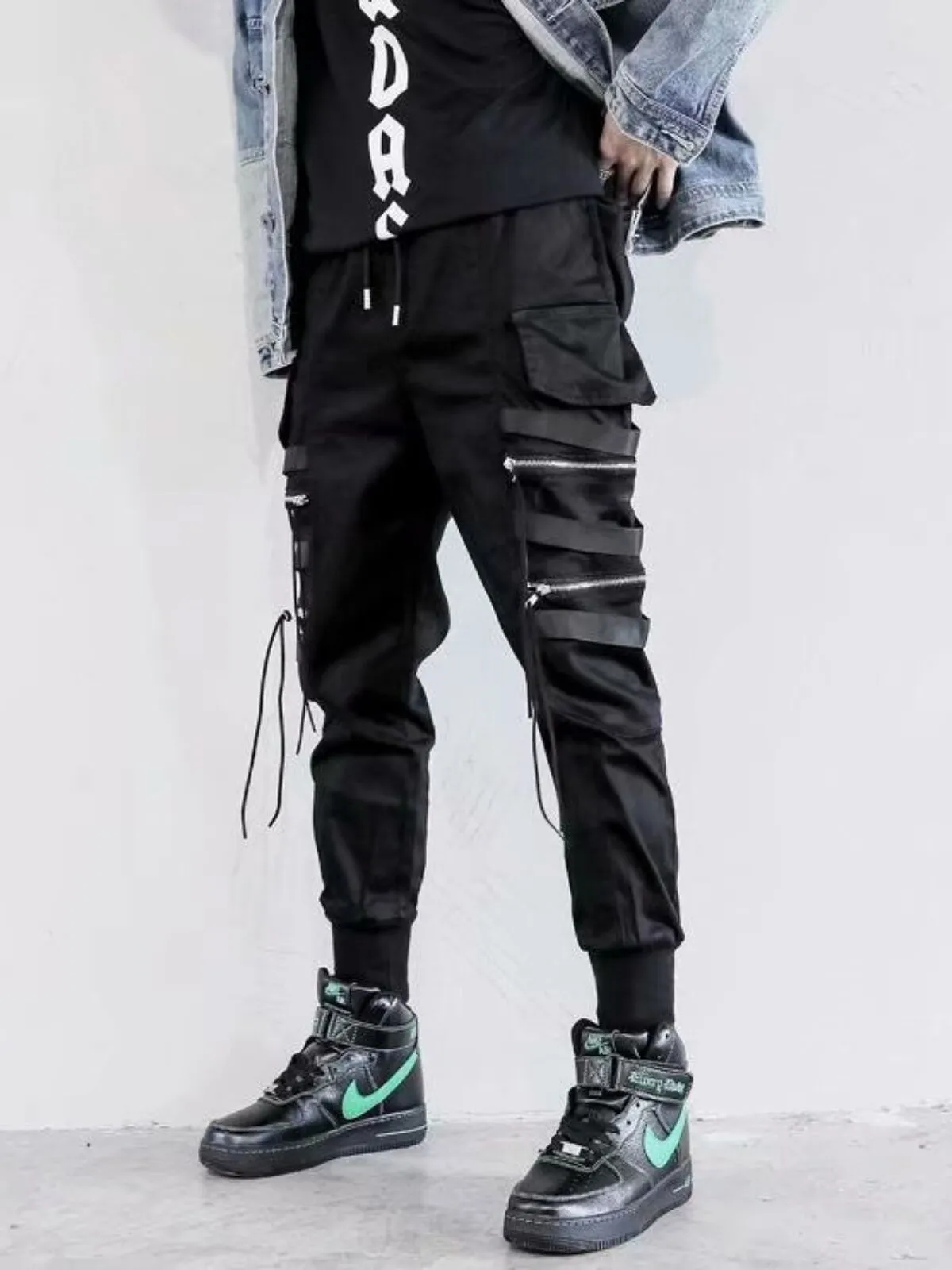 Men's Cargo Pants Streetwear Ribbons Hip Hop Pants, 1 of 6