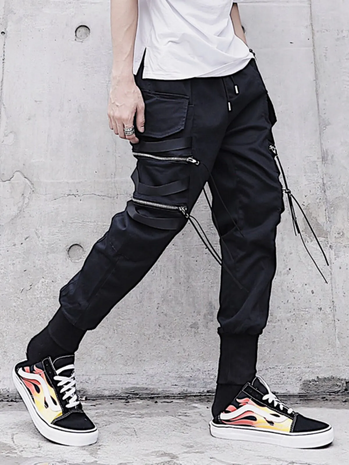 Men's Cargo Pants Streetwear Ribbons Hip Hop Pants, 2 of 6