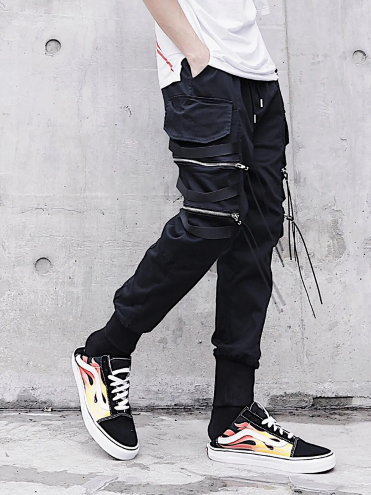 Men's Cargo Pants Streetwear Ribbons Hip Hop Pants, 3 of 6