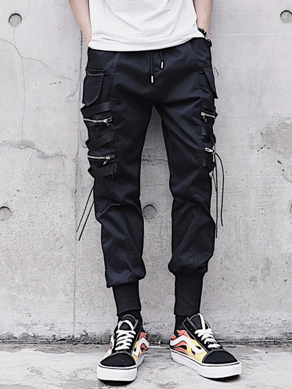 Men's Cargo Pants Streetwear Ribbons Hip Hop Pants, 4 of 6