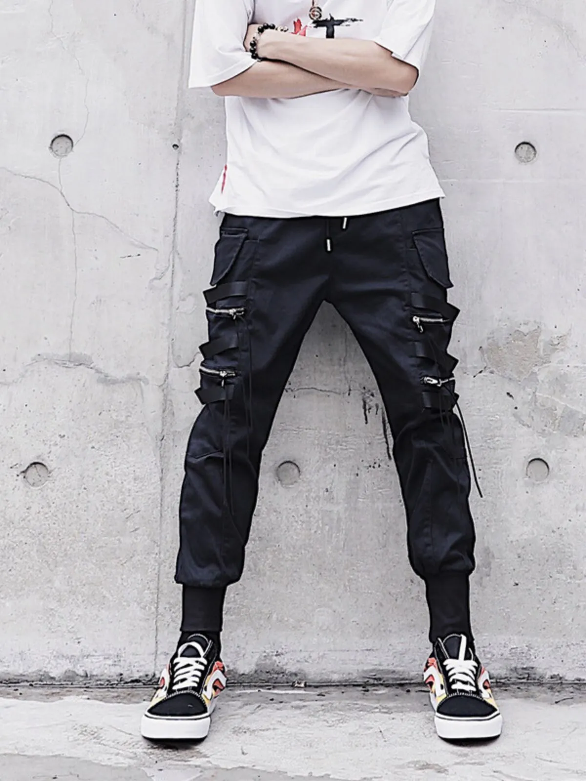 Men's Cargo Pants Streetwear Ribbons Hip Hop Pants, 5 of 6
