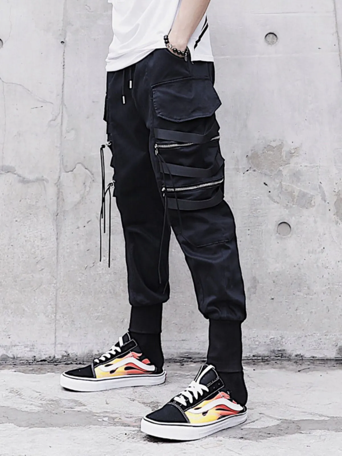 Men's Cargo Pants Streetwear Ribbons Hip Hop Pants, 6 of 6