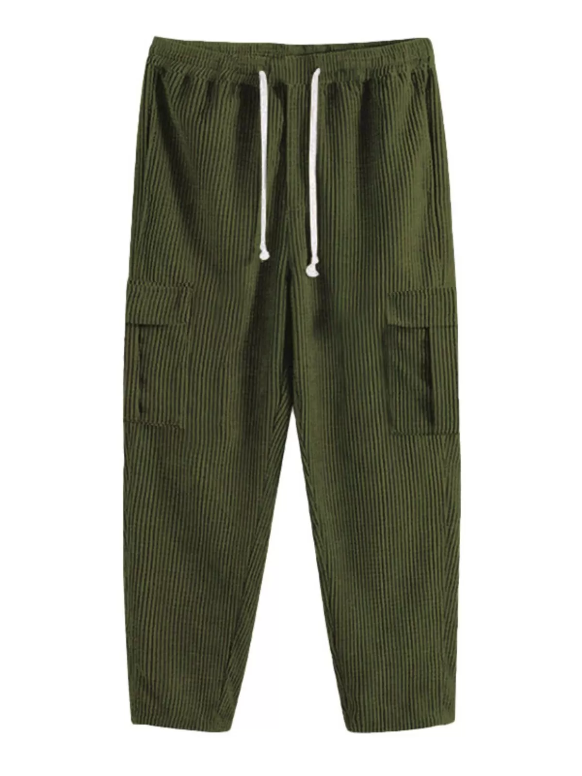 Men's Cargo Pants Gym Workout Corduroy Wide Leg Baggy Casual Drawstring Joggers, 3 of 5