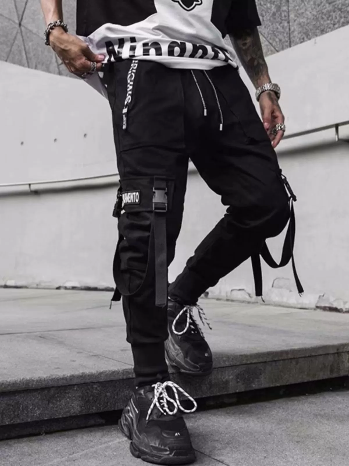 Men's Cargo Pants Techwear Hip Hop Harem Pants Streetwear Pants, 3 of 6