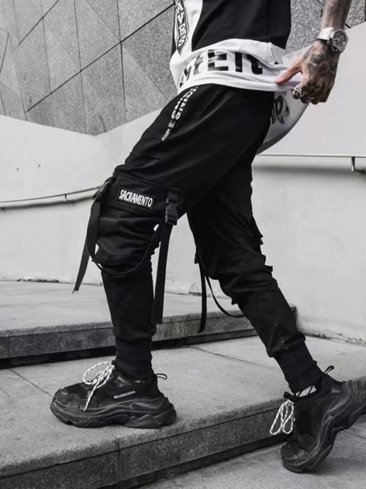 Men's Cargo Pants Techwear Hip Hop Harem Pants Streetwear Pants, 4 of 6