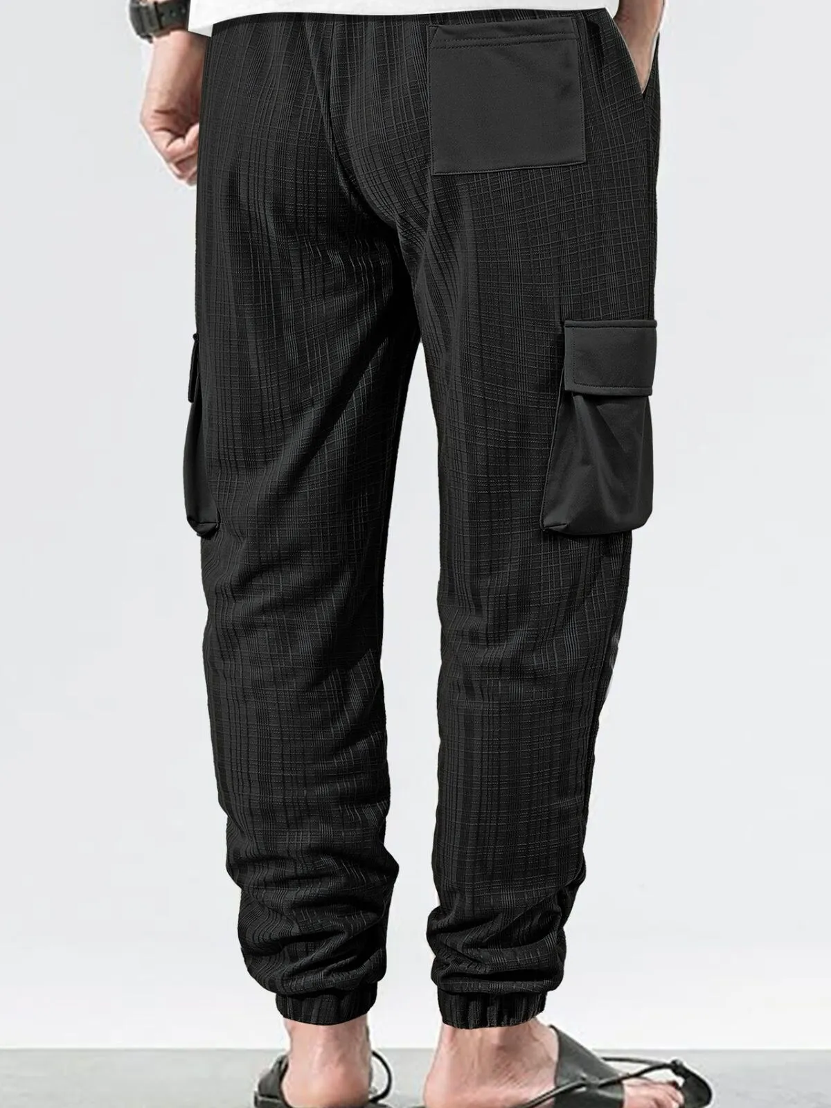 Men's Cargo Pants Solid Fashion Casual With Pockets Elastic Waist Sport Long Pants Trousers, 2 of 4