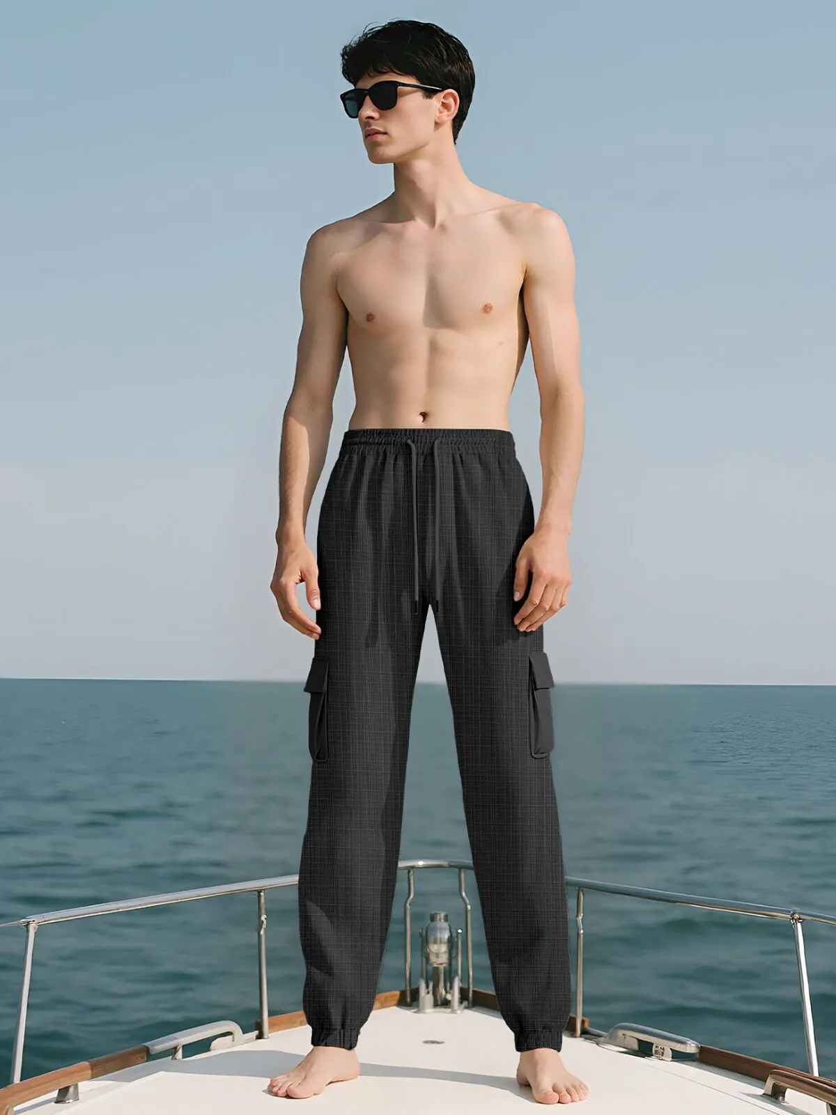 Men's Fashion Cargo Pants Trendy Multi-Pocket Drawstring Joggers Casual Fit Streetwear Active Trousers, 1 of 3