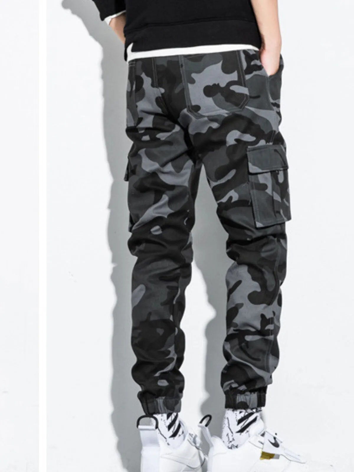 Men's Camo Cargo Pants Cotton Utility Tapered Joggers, Casual Loose Fit Trendy Full-Length Streetwear, 2 of 3