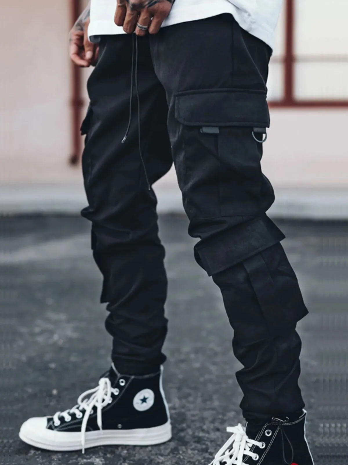 Men's Loose Fit Cargo Pants Casual Multi-Pocket Polyester Work Pants Straight Leg Trousers for Spring & Autumn, 2 of 4