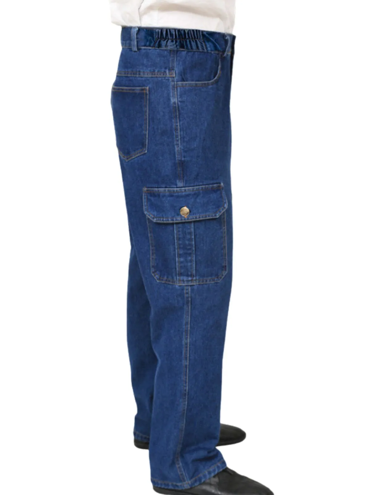 Men's Cargo Pants Denim Stretch Multi-pocket Durable Workshop Trousers, 1 of 4