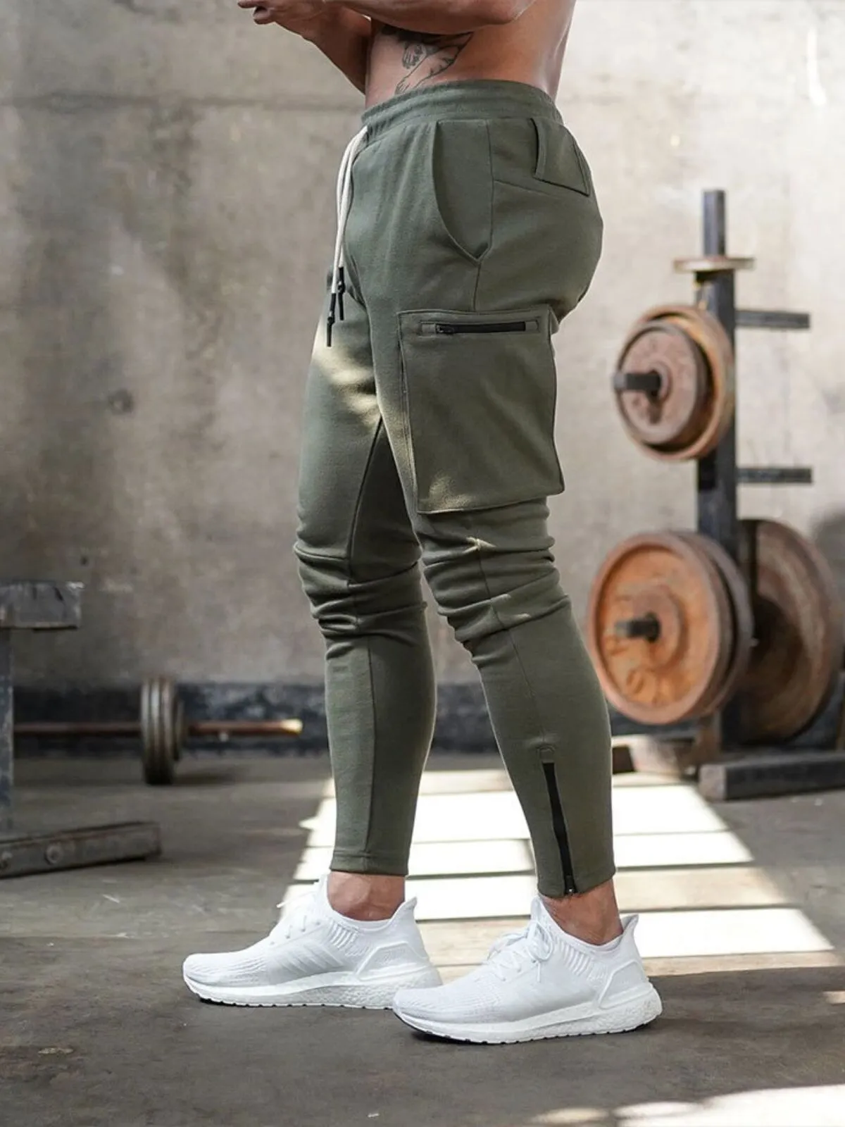 Men's Cargo Pants Joggers Camo Outdoor with Pockets Drawstring Trousers, 2 of 3