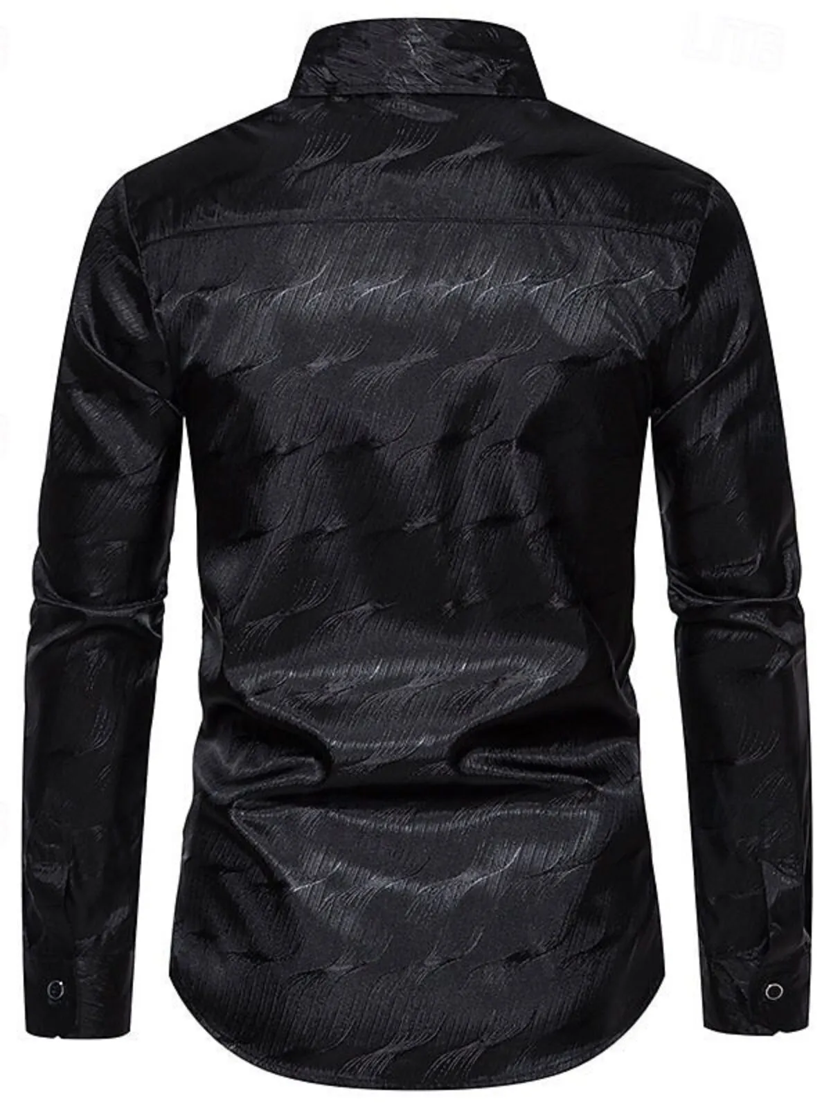 Men's Dress Shirts Jacquard Print Lapel Slim Fit Casual Long Sleeve Button Shirts, 3 of 3