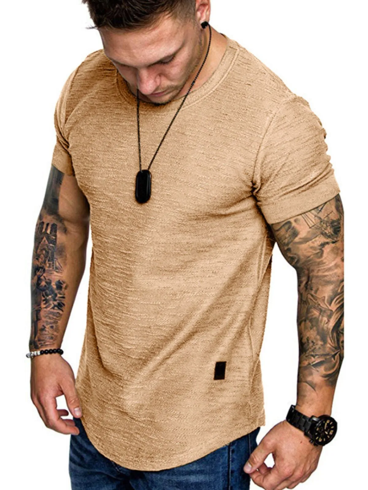 Fashion Men's T-shirt Muscle Gym Workout Athletic Shirt Cotton Tee Shirt Top, 1 of 3