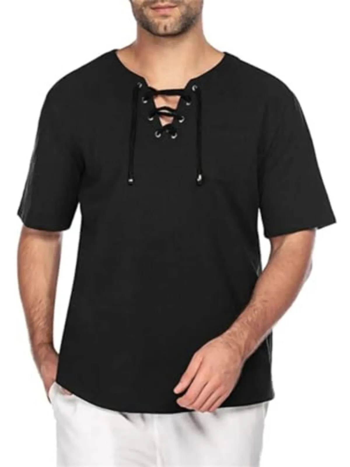 Men's T-Shirt Lightweight Airy T-Shirts Short Sleeve V-Neck T-Shirt Basic Generic Casual Shirt, 1 of 2