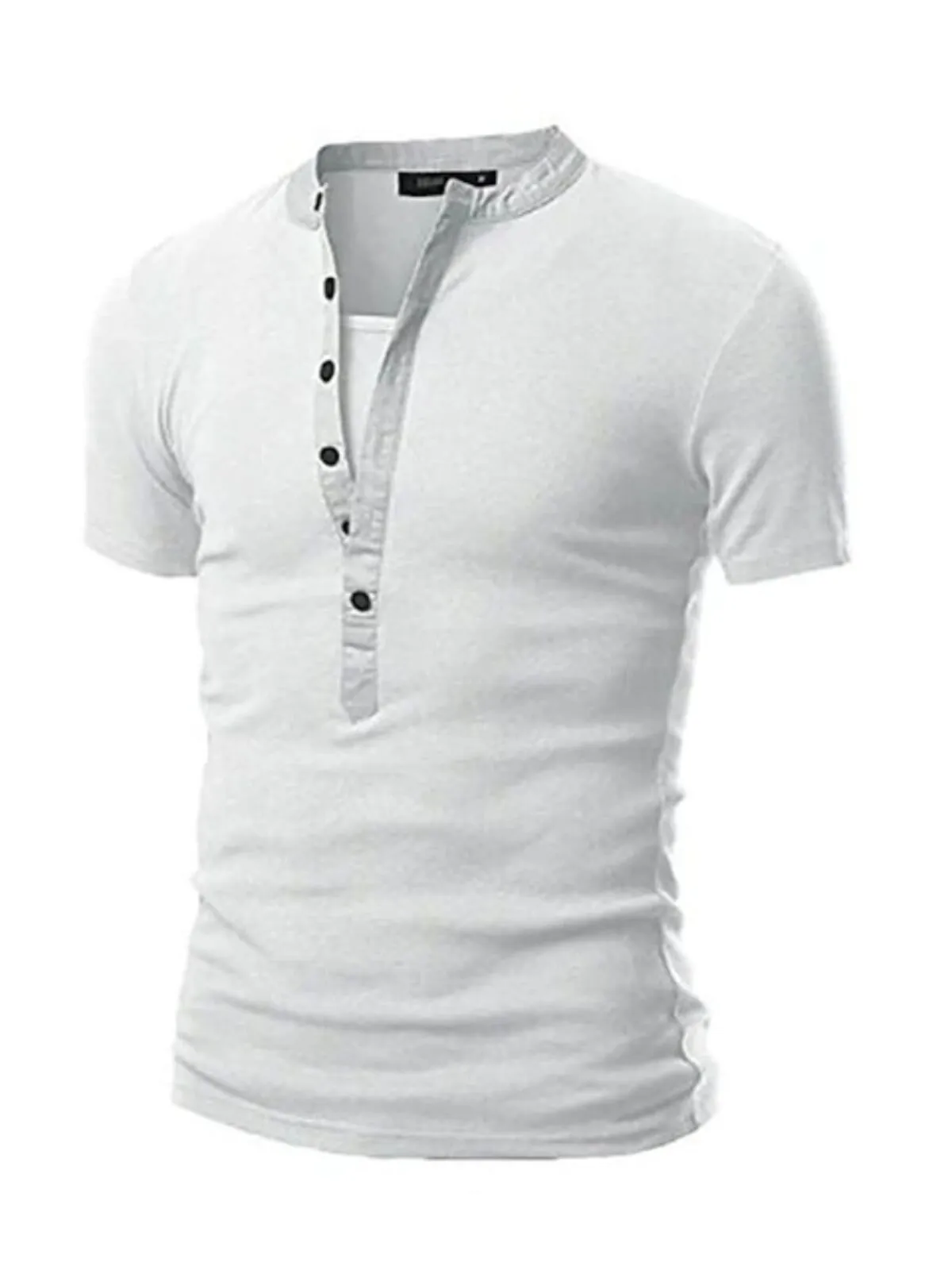 Men's Henley T Shirt Neckline Stitching Casual Basic Tee Tops Slim Fit, 1 of 3