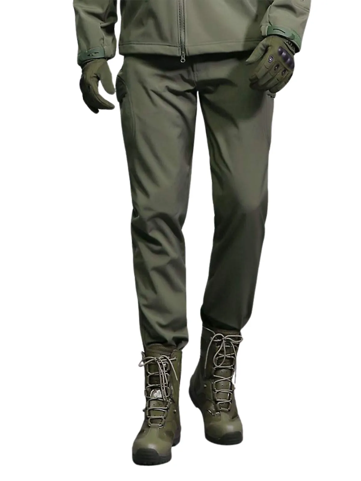 Men's Cargo Pants Outdoor Hiking Multifunctional Fleece Windproof Straight Zipper Pocket Workwear Pants, 1 of 6