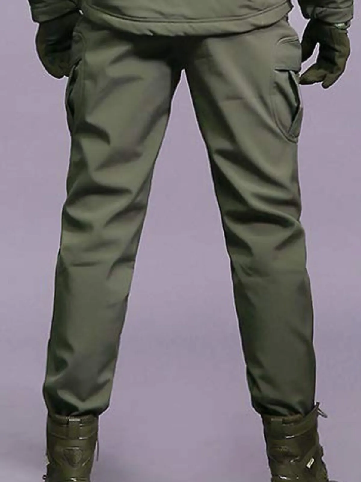 Men's Cargo Pants Outdoor Hiking Multifunctional Fleece Windproof Straight Zipper Pocket Workwear Pants, 2 of 6