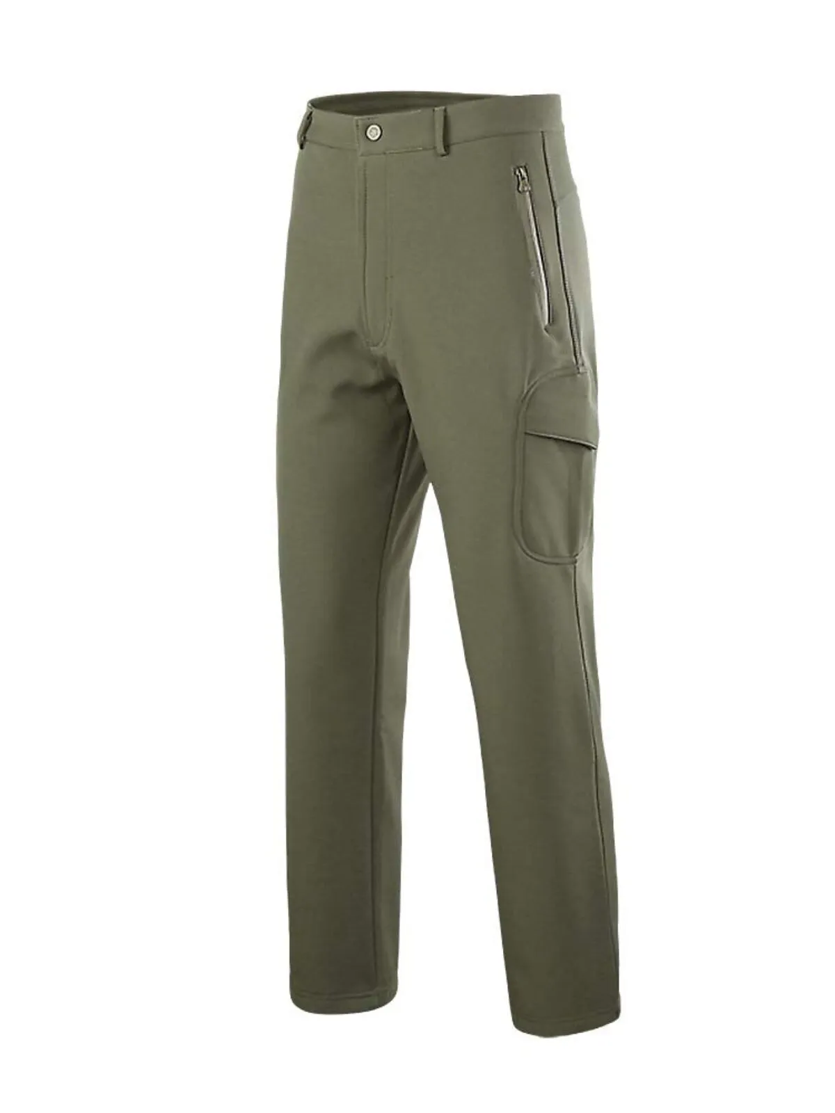 Men's Cargo Pants Outdoor Hiking Multifunctional Fleece Windproof Straight Zipper Pocket Workwear Pants, 3 of 6