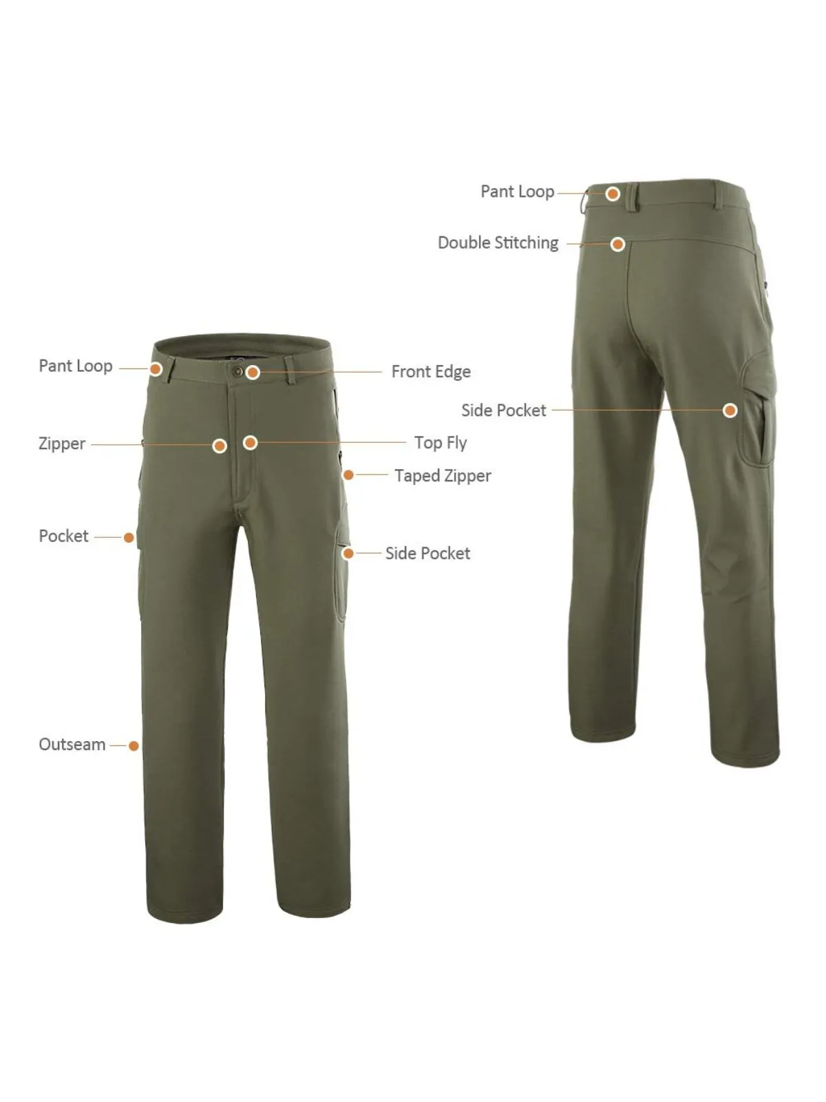 Men's Cargo Pants Outdoor Hiking Multifunctional Fleece Windproof Straight Zipper Pocket Workwear Pants, 4 of 6
