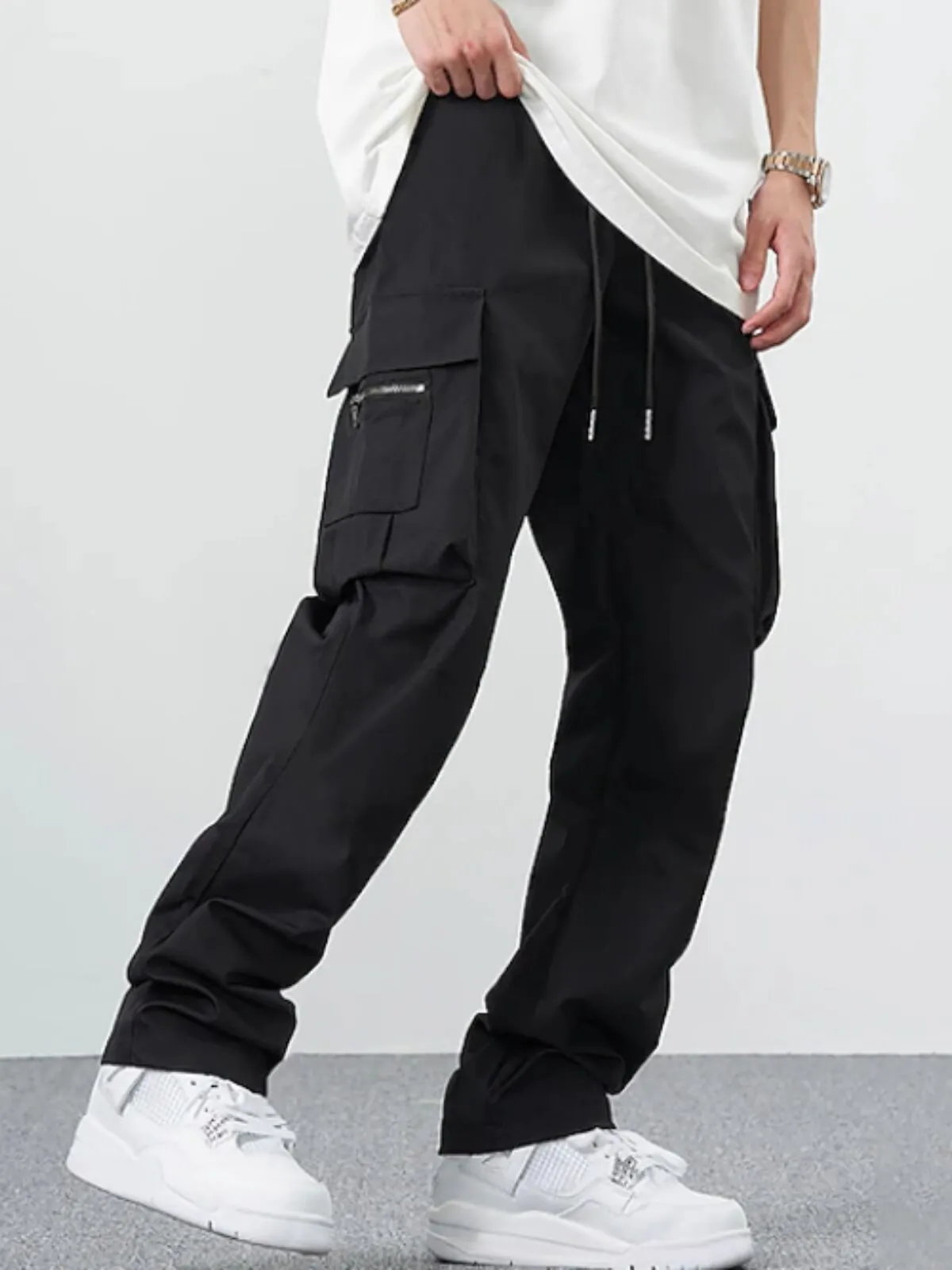 Men's Cargo Pants Thin Slim Fit Breathable Wear Pants Straight Relax Fit Comfortable Casual Woven Running Trousers, 5 of 6