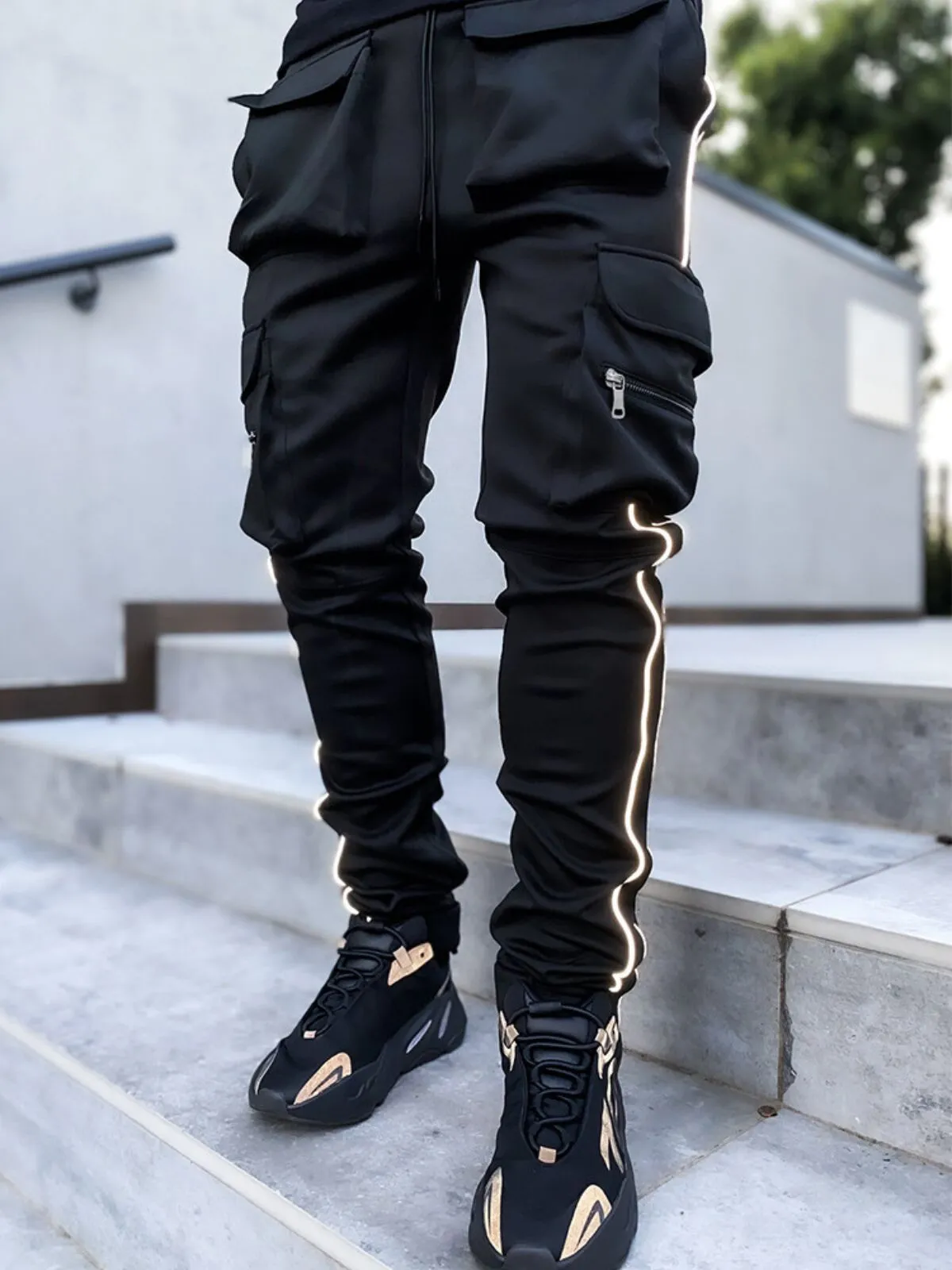 Men's Cargo Pants Casual Athletic Trousers with Pockets Outdoor Sweatpants, 3 of 3