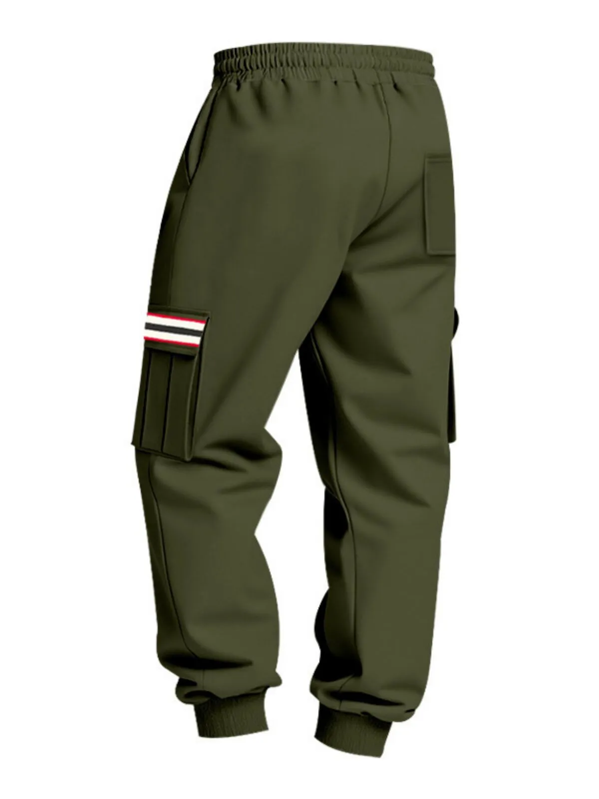 Men's Cargo Pants Lace-up Pocket Elastic Waist Patchwork Comfort Warm Outdoor Sports Pants, 4 of 7