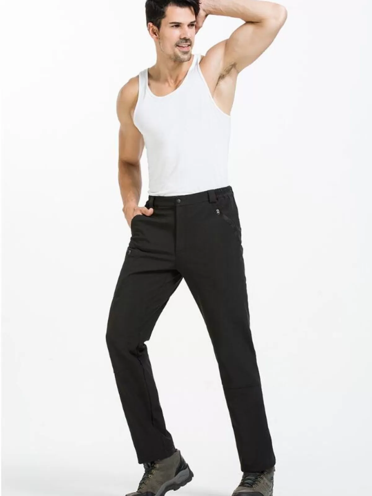 Men's Cargo Pants Outdoor Softshell Fleece Pants Waterproof Thermal Pants, 1 of 2