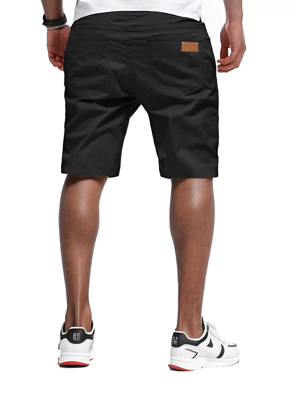 Solid Medium Rise Straight Leg Shorts, 2 of 5