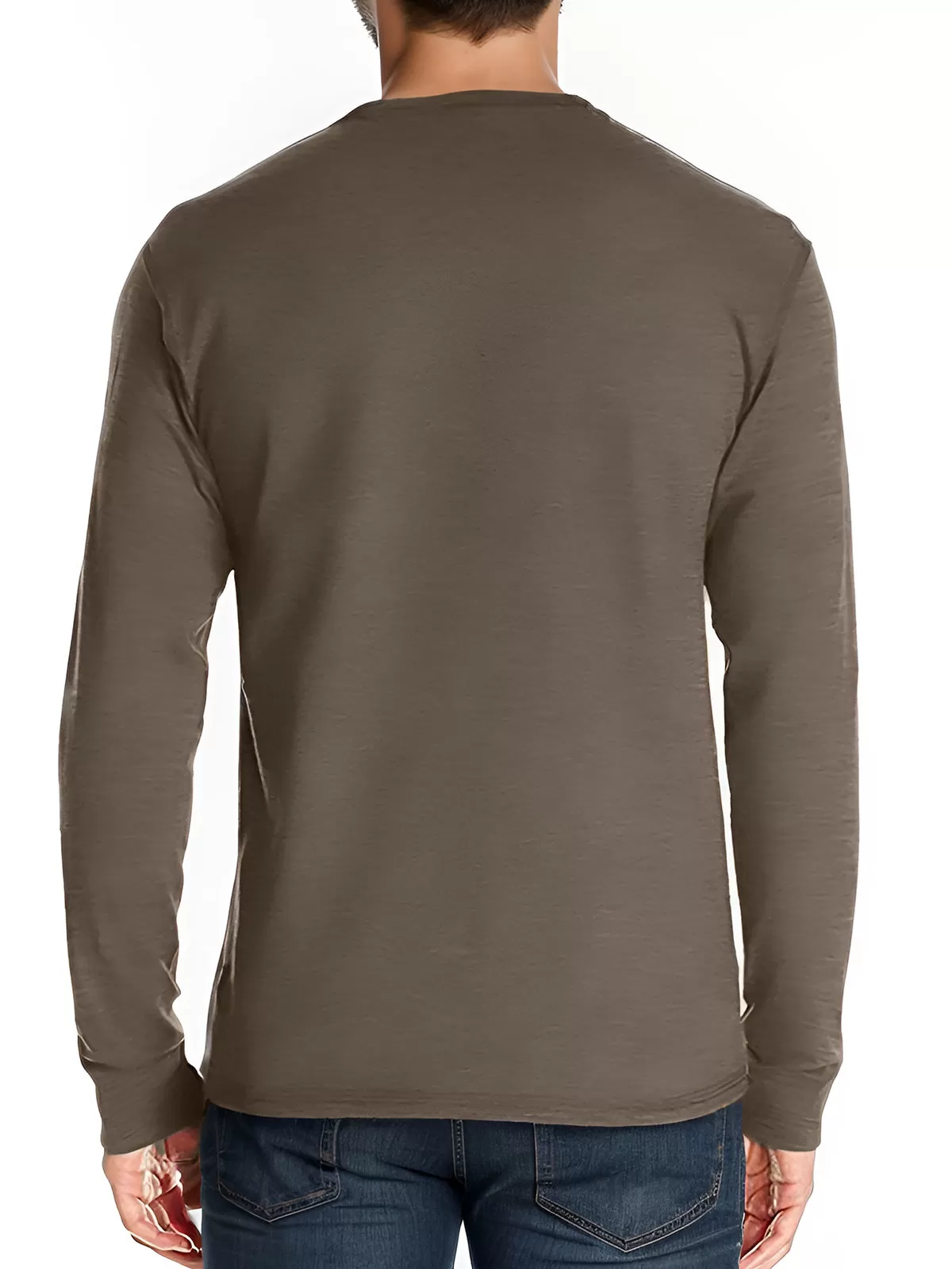Solid Button Round Neck Long Sleeve Henley Shirt, 2 of 6