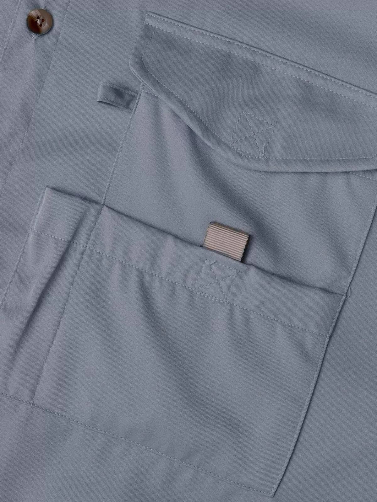 Solid Button Pocket Lapel Short Sleeve Shirt, 5 of 6