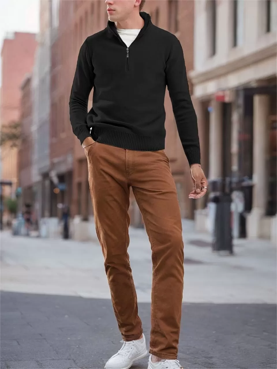 Solid Mock Turtleneck Long Sleeve Knitted Sweater, 2 of 4