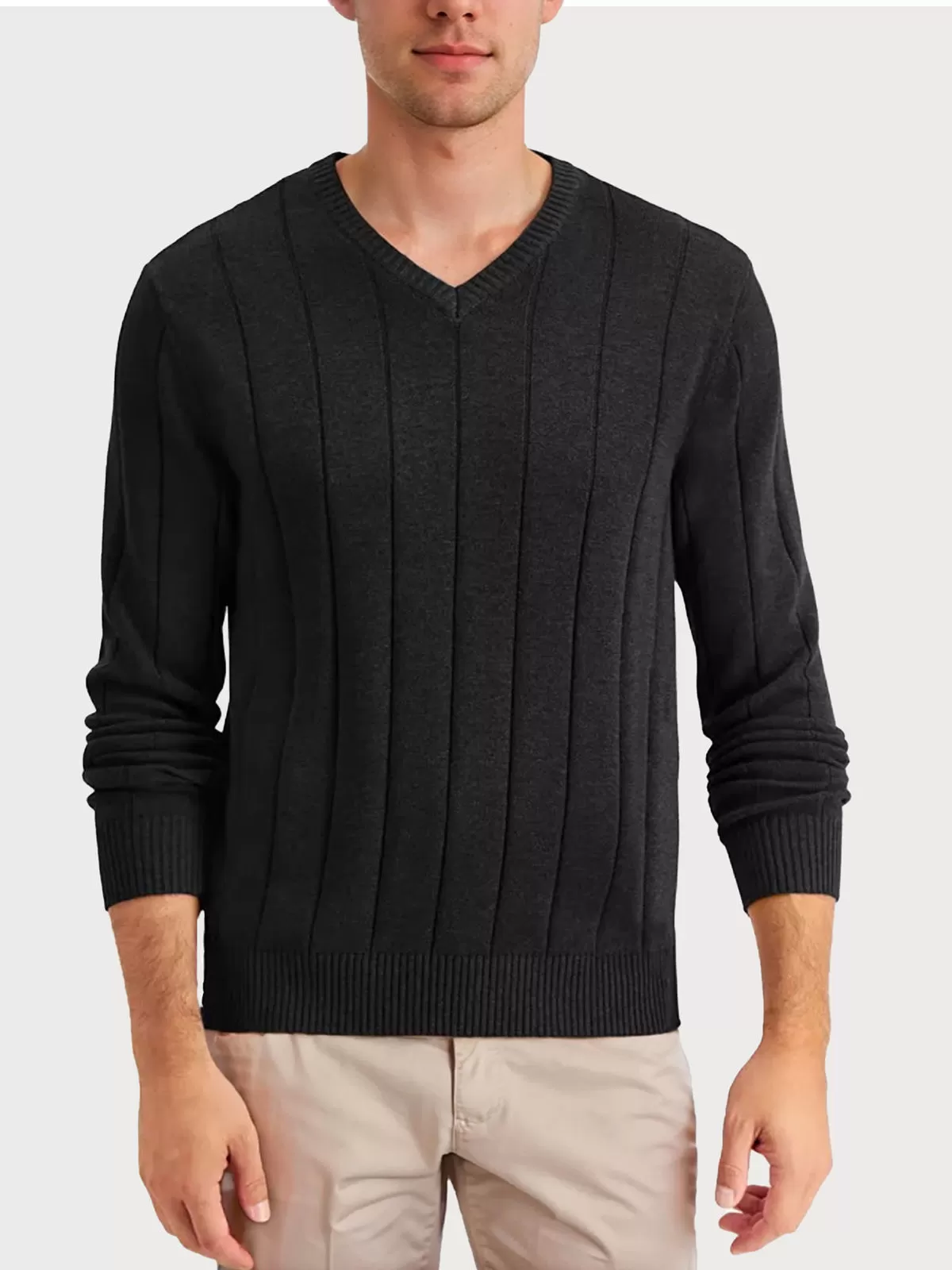 V-neck Long Sleeve Woolen Sweater, 1 of 4