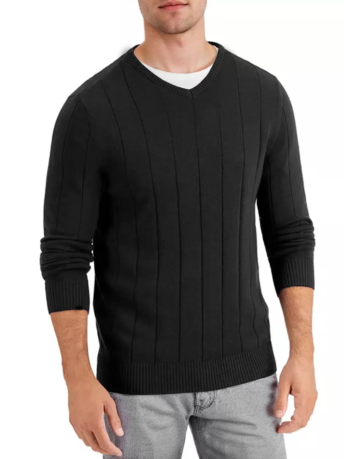 V-neck Long Sleeve Woolen Sweater, 2 of 4