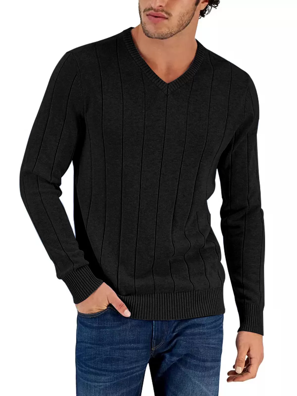V-neck Long Sleeve Woolen Sweater, 4 of 4