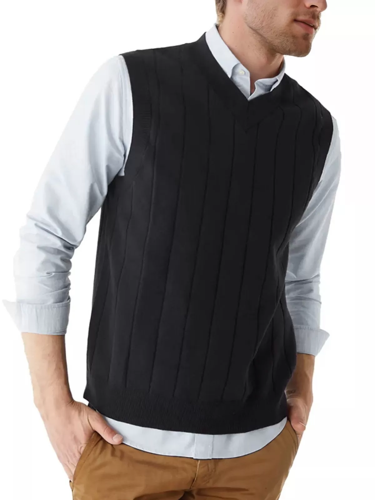 V-neck Sleeveless Woolen Sweter, 3 of 4