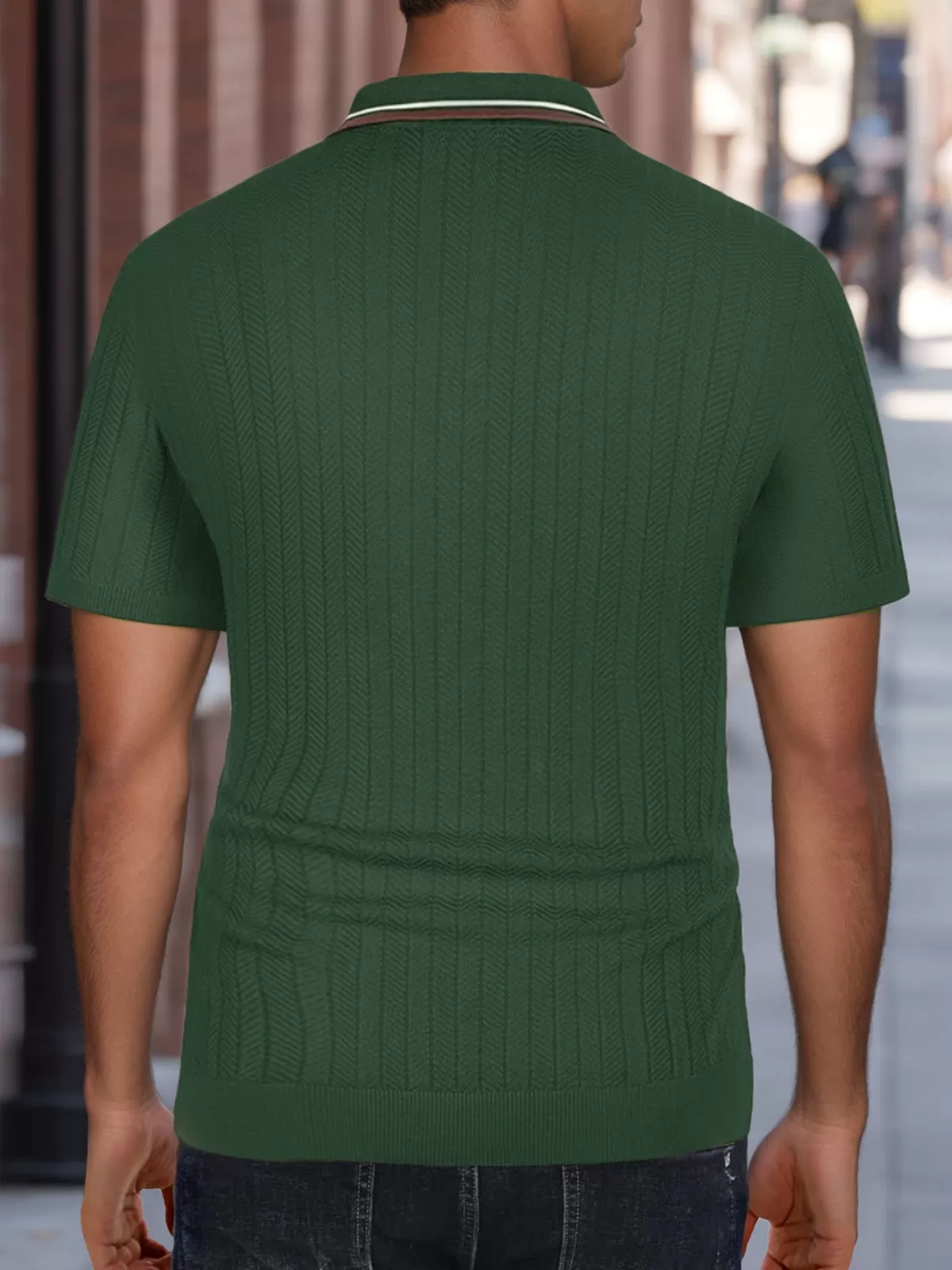 Crocheting Lapel Short Sleeve Knit Polo, 2 of 5