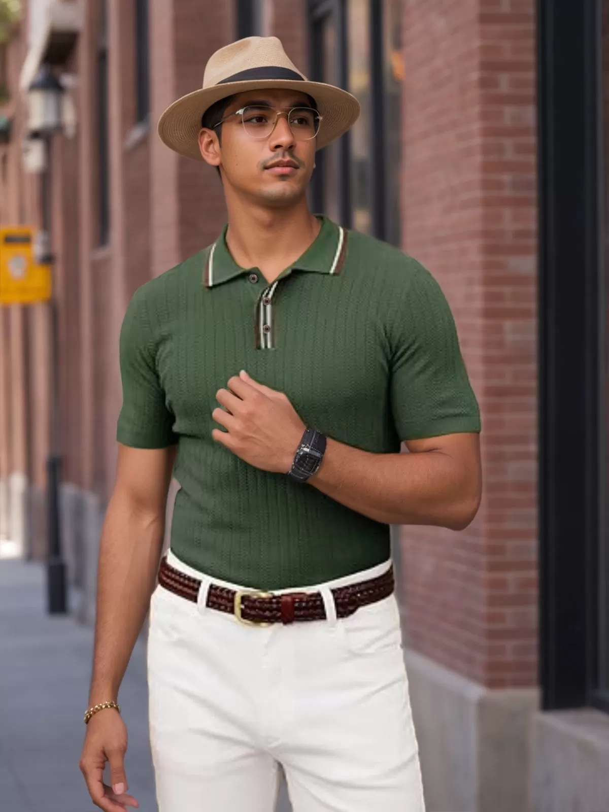 Crocheting Lapel Short Sleeve Knit Polo, 4 of 5